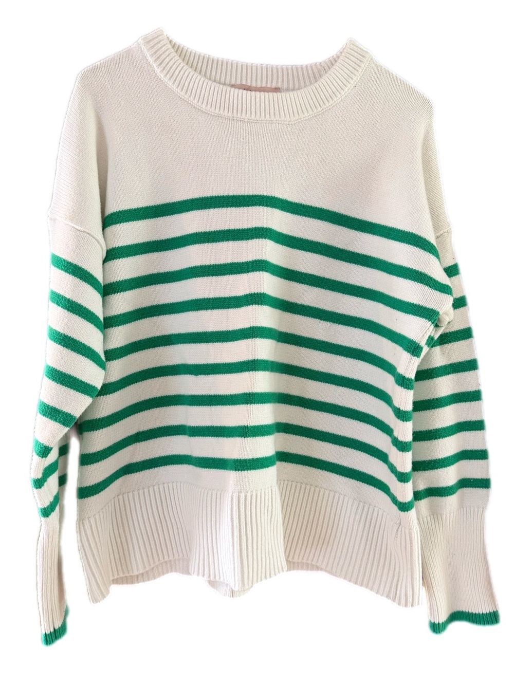 Philosophy Striped Green and ivory Women's Sweater large *READ - Picture 2 of 11